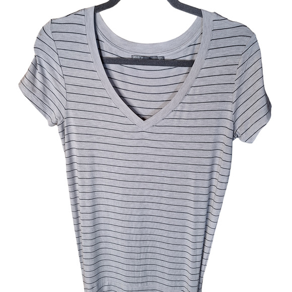 PrAna Foundation Dress gray stripe XS ruched t shirt dress - Picture 2 of 5